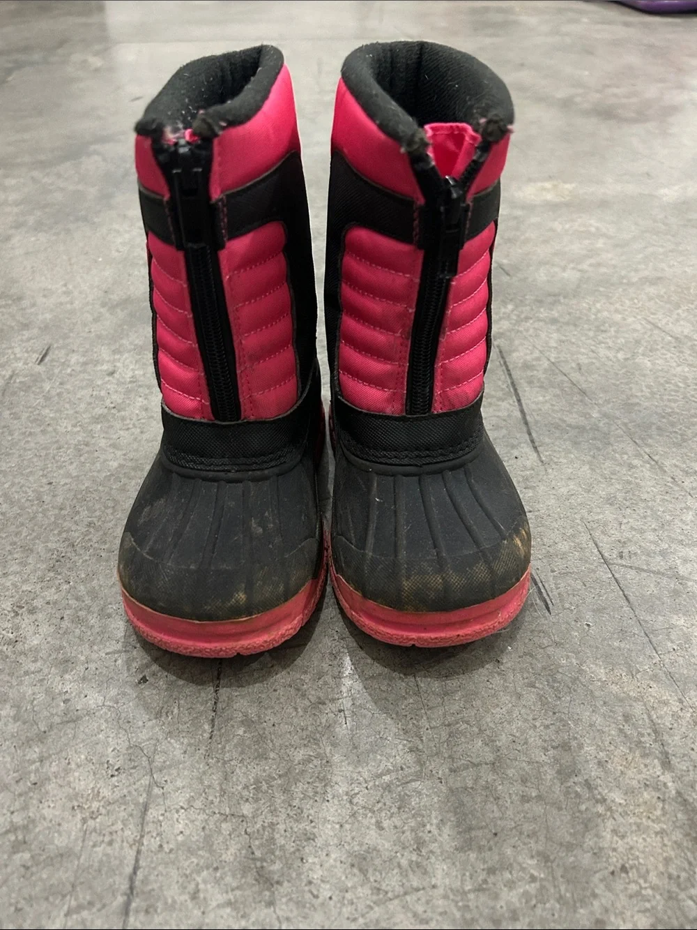 Girls Insulated Winter Boots in Black and Pink and Gray Booties